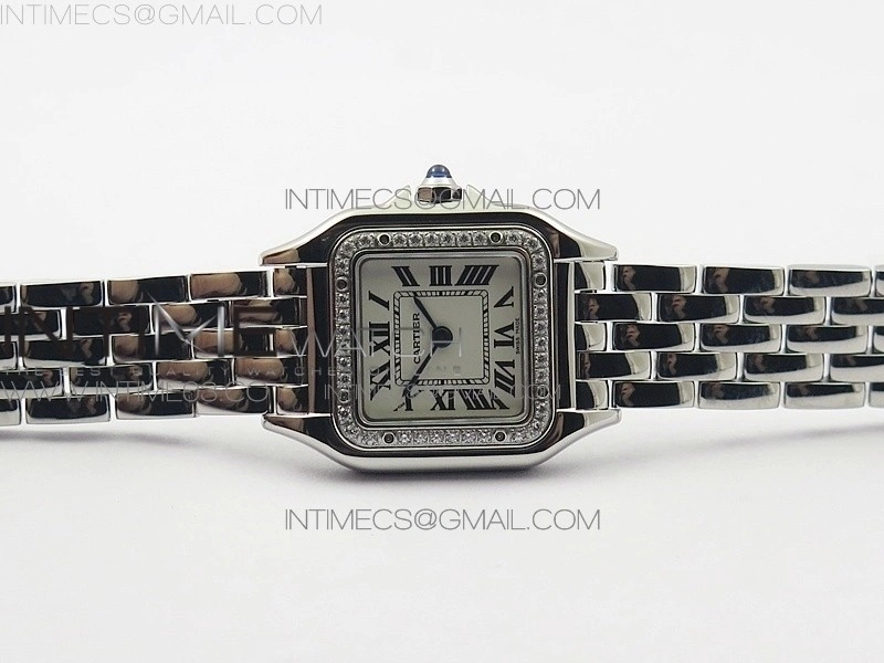 Panthère Secrete Ladies 22mm Diamond Bezel SS 8848F 1:1 Best Edition White Dial on SS Bracelet Ronda Quartz