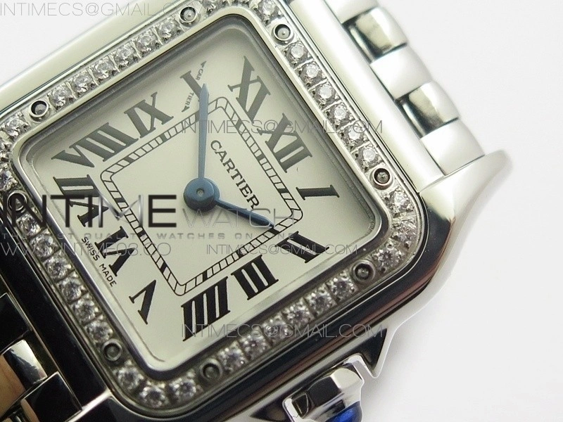 Panthère Secrete Ladies 22mm Diamond Bezel SS 8848F 1:1 Best Edition White Dial on SS Bracelet Ronda Quartz