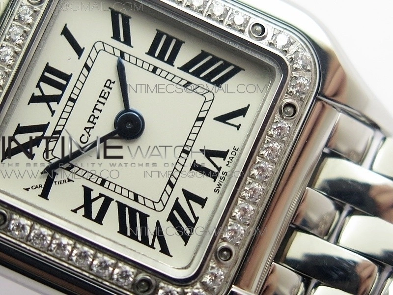 Panthère Secrete Ladies 22mm Diamond Bezel SS 8848F 1:1 Best Edition White Dial on SS Bracelet Ronda Quartz