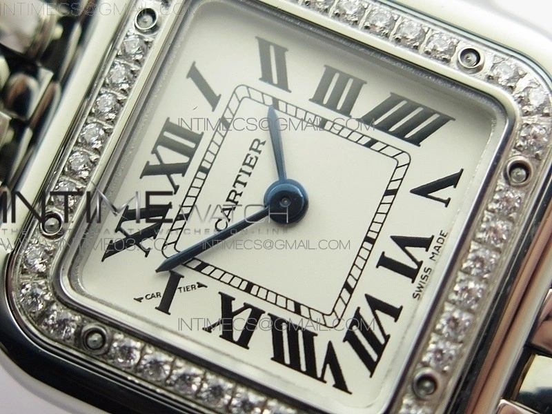 Panthère Secrete Ladies 22mm Diamond Bezel SS 8848F 1:1 Best Edition White Dial on SS Bracelet Ronda Quartz