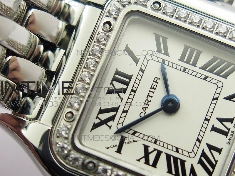 Panthère Secrete Ladies 22mm Diamond Bezel SS 8848F 1:1 Best Edition White Dial on SS Bracelet Ronda Quartz