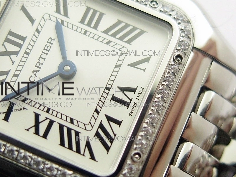 Panthère Secrete Ladies 27mm Diamond Bezel SS 8848F 1:1 Best Edition White Dial on SS Bracelet Ronda Quartz