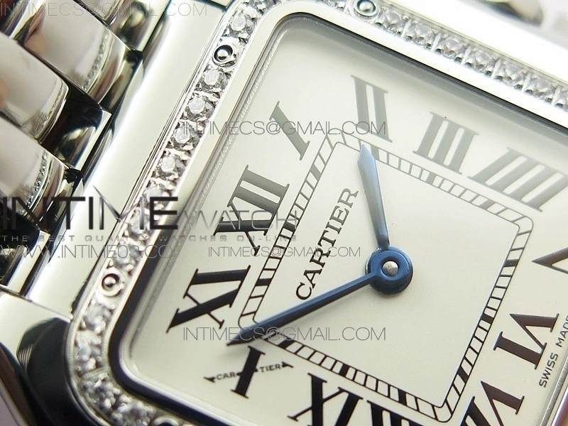 Panthère Secrete Ladies 27mm Diamond Bezel SS 8848F 1:1 Best Edition White Dial on SS Bracelet Ronda Quartz