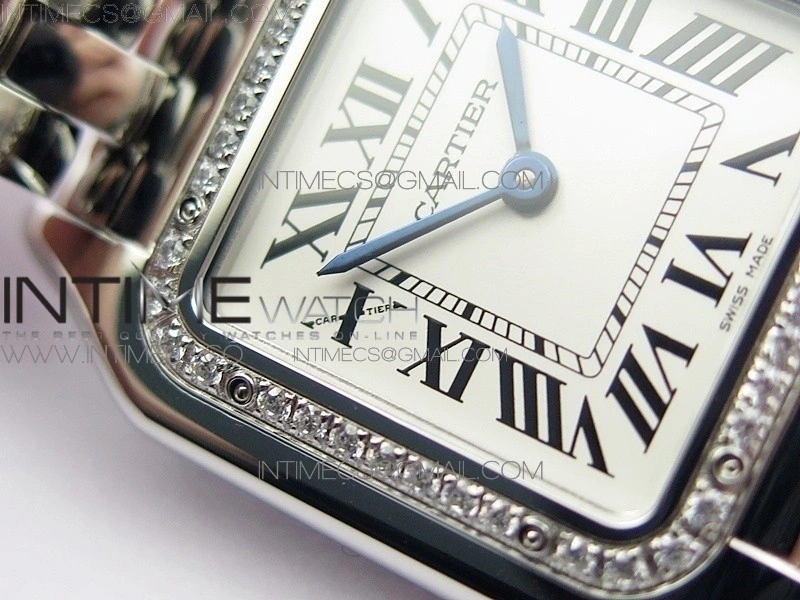Panthère Secrete Ladies 27mm Diamond Bezel SS 8848F 1:1 Best Edition White Dial on SS Bracelet Ronda Quartz