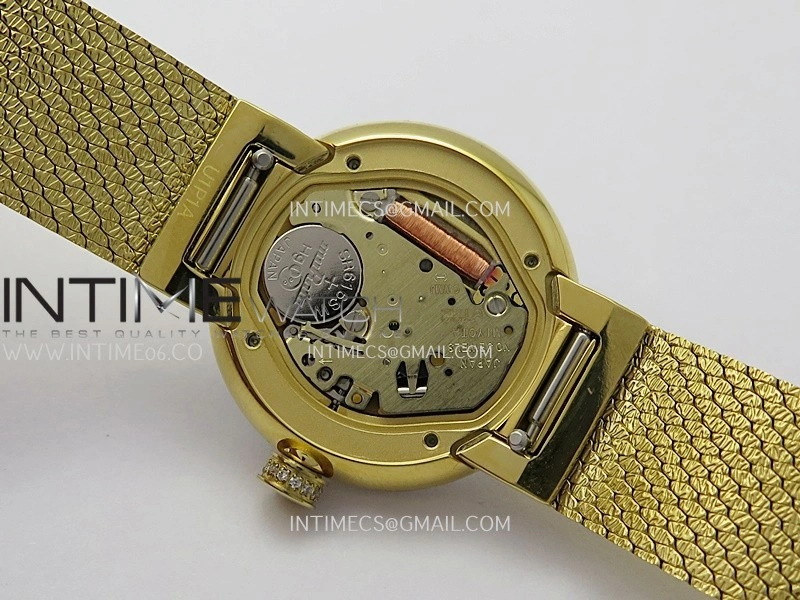 La D de Dior Satine 25mm Diamond Bezel YG 8848F 1:1 Best Edition Black Dial On YG bracelet Swiss Quartz