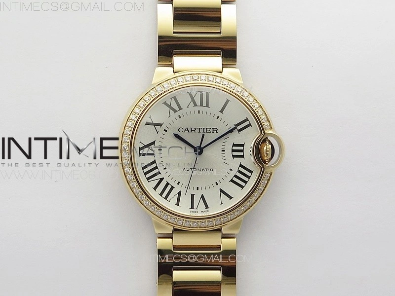 Ballon Bleu 36mm Diamonds Bezel RG 3KF 1:1 Best Edition White Textured Dial on SS Bracelet A076
