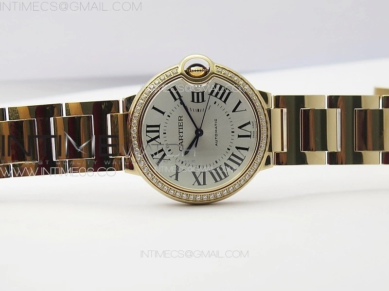 Ballon Bleu 36mm Diamonds Bezel RG 3KF 1:1 Best Edition White Textured Dial on SS Bracelet A076