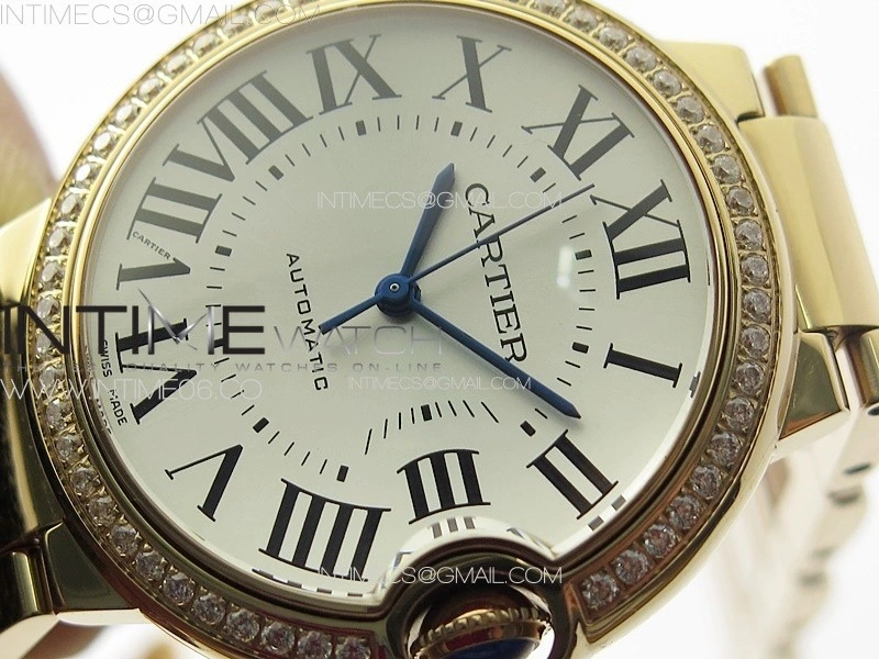Ballon Bleu 36mm Diamonds Bezel RG 3KF 1:1 Best Edition White Textured Dial on SS Bracelet A076