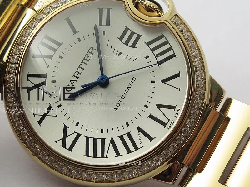 Ballon Bleu 36mm Diamonds Bezel RG 3KF 1:1 Best Edition White Textured Dial on SS Bracelet A076