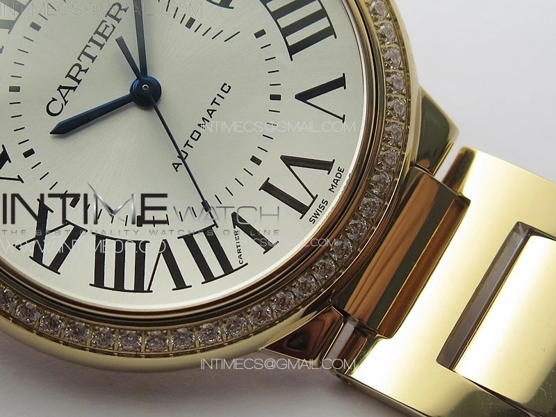 Ballon Bleu 36mm Diamonds Bezel RG 3KF 1:1 Best Edition White Textured Dial on SS Bracelet A076