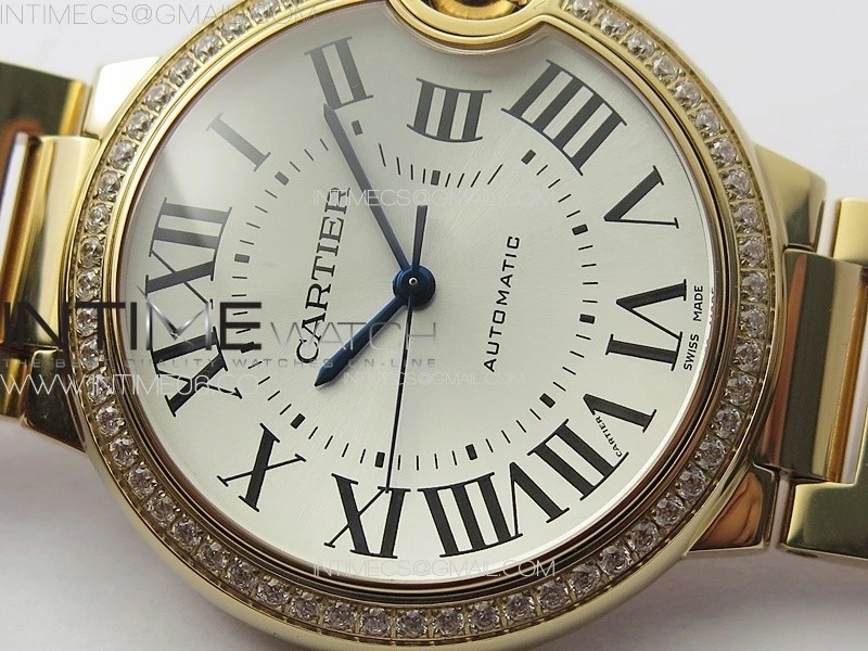 Ballon Bleu 36mm Diamonds Bezel RG 3KF 1:1 Best Edition White Textured Dial on SS Bracelet A076