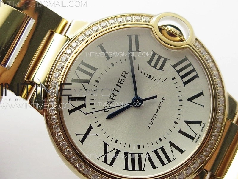 Ballon Bleu 36mm Diamonds Bezel RG 3KF 1:1 Best Edition White Textured Dial on SS Bracelet A076