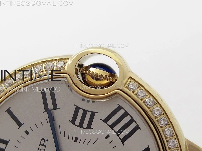 Ballon Bleu 36mm Diamonds Bezel RG 3KF 1:1 Best Edition White Textured Dial on SS Bracelet A076