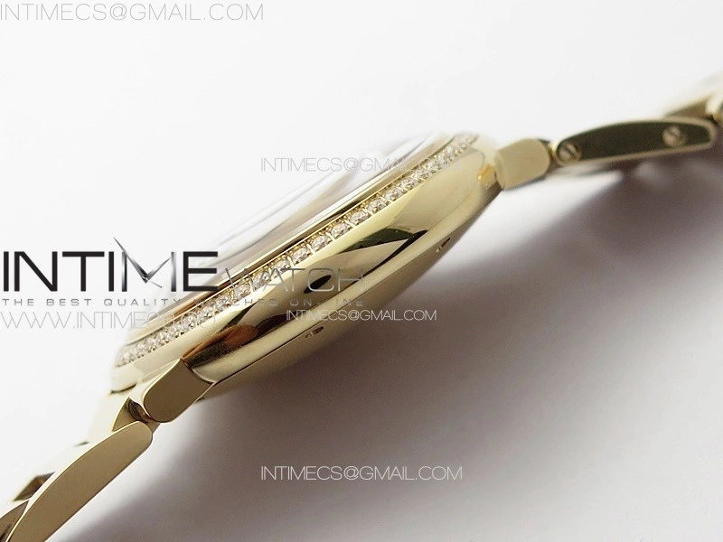 Ballon Bleu 36mm Diamonds Bezel RG 3KF 1:1 Best Edition White Textured Dial on SS Bracelet A076