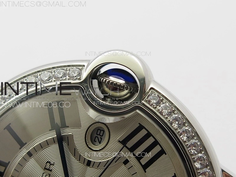 Ballon Bleu 42mm Diamonds Bezel SS 3KF 1:1 Best Edition White Texture Dial on SS Bracelet A2824