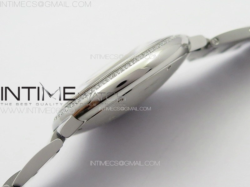 Ballon Bleu 42mm Diamonds Bezel SS 3KF 1:1 Best Edition White Texture Dial on SS Bracelet A2824