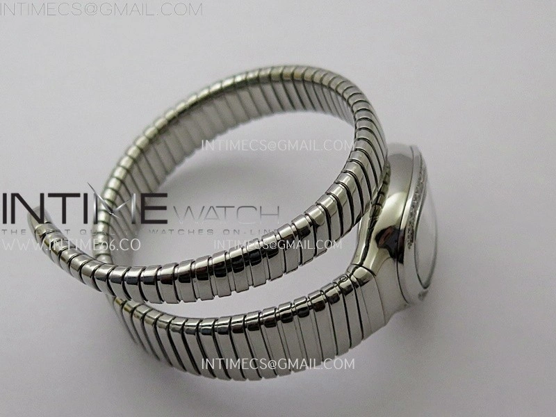 Serpenti 35mm Diamonds Bezel SS BVF 1:1 Best Edition Silver Dial on SS Bracelet Ronda Quartz