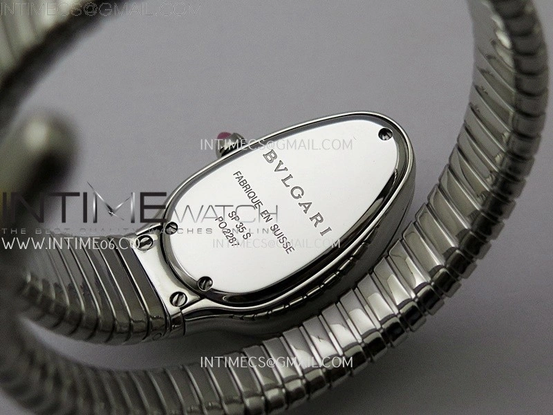 Serpenti 35mm Diamonds Bezel SS BVF 1:1 Best Edition Silver Dial on SS Bracelet Ronda Quartz