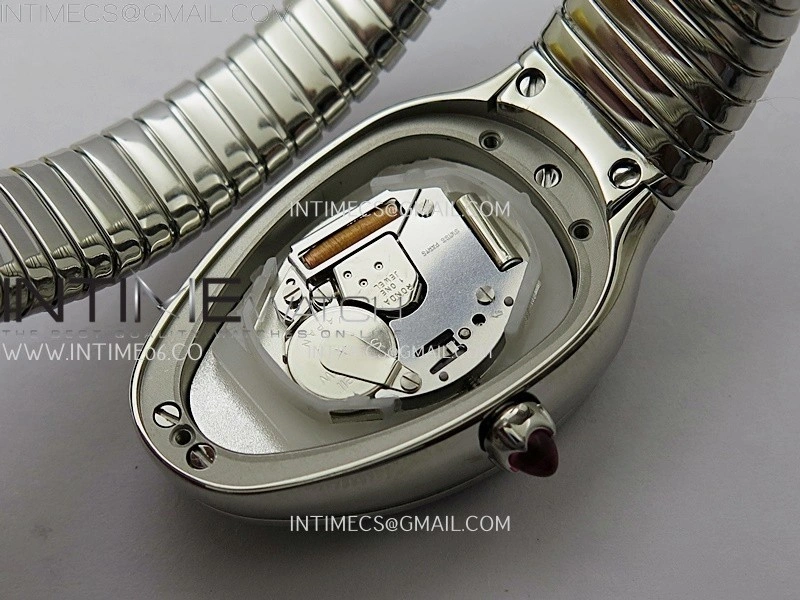 Serpenti 35mm Diamonds Bezel SS BVF 1:1 Best Edition Silver Dial on SS Bracelet Ronda Quartz