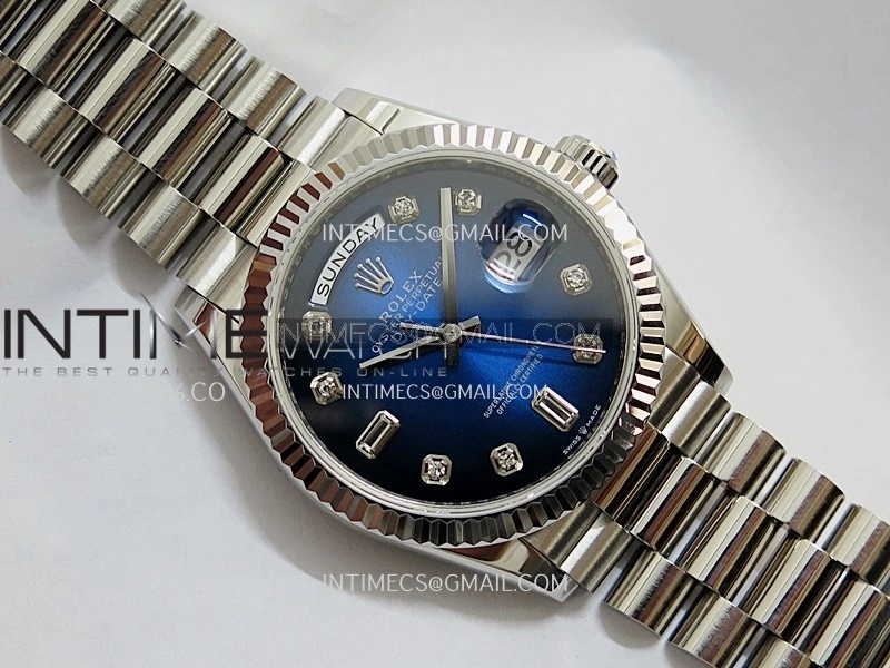 Day Date 128239 36mm KF 1:1 Best Edition Blue Ombre Dial Ctystal Marker On President Bracelet A2836