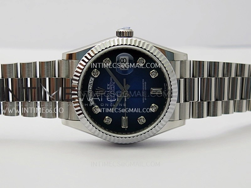 Day Date 128239 36mm KF 1:1 Best Edition Blue Ombre Dial Ctystal Marker On President Bracelet A2836