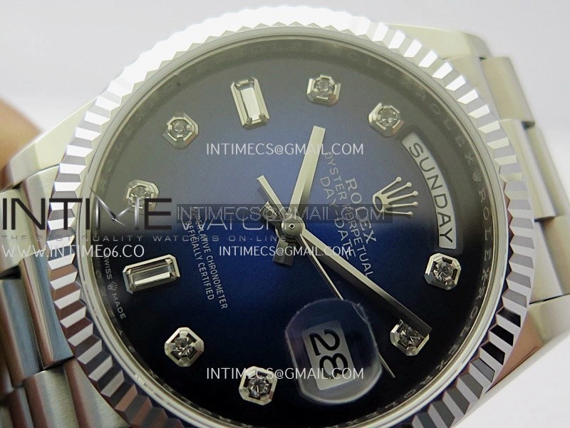 Day Date 128239 36mm KF 1:1 Best Edition Blue Ombre Dial Ctystal Marker On President Bracelet A2836