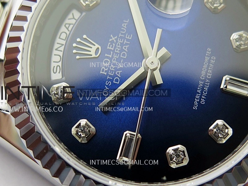 Day Date 128239 36mm KF 1:1 Best Edition Blue Ombre Dial Ctystal Marker On President Bracelet A2836