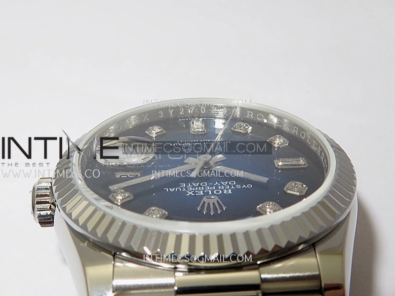 Day Date 128239 36mm KF 1:1 Best Edition Blue Ombre Dial Ctystal Marker On President Bracelet A2836