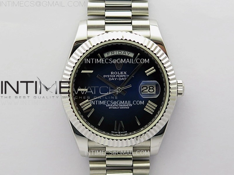 Day Date 228239 40mm KF 1:1 Best Edition Blue Ombre Dial Roman Markers On President Bracelet SA3255