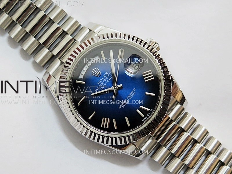 Day Date 228239 40mm KF 1:1 Best Edition Blue Ombre Dial Roman Markers On President Bracelet SA3255
