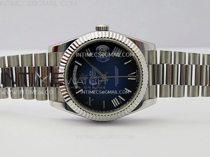 Day Date 228239 40mm KF 1:1 Best Edition Blue Ombre Dial Roman Markers On President Bracelet SA3255