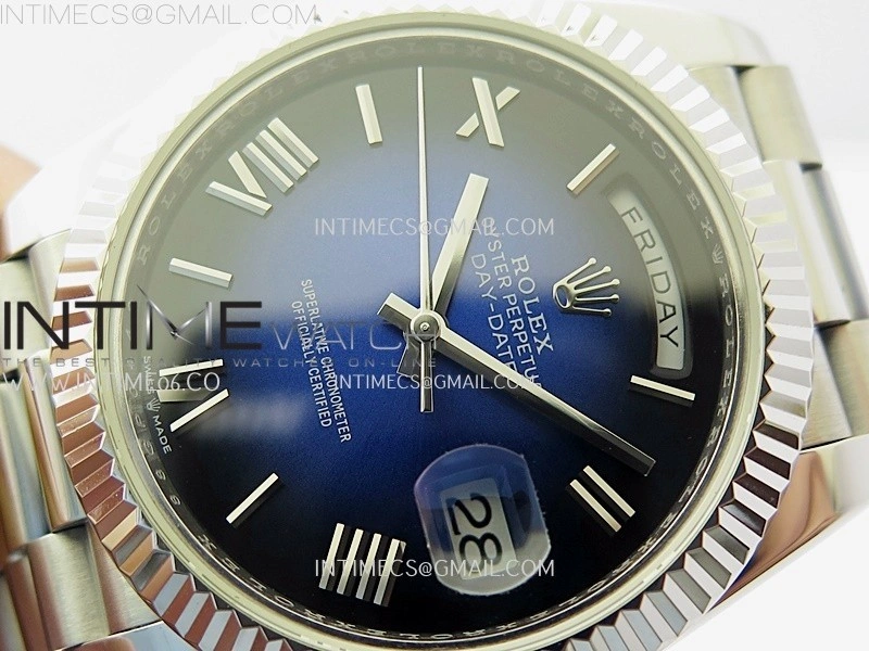 Day Date 228239 40mm KF 1:1 Best Edition Blue Ombre Dial Roman Markers On President Bracelet SA3255