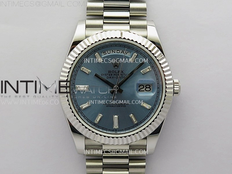 Day Date 228239 40mm KF 1:1 Best Edition Ice Blue Dial Crystal Markers On President Bracelet SA3255