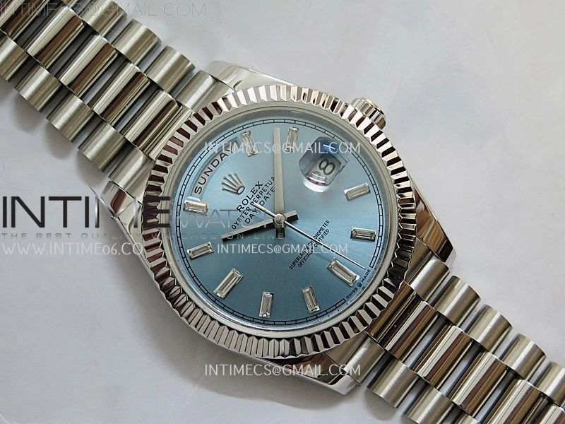 Day Date 228239 40mm KF 1:1 Best Edition Ice Blue Dial Crystal Markers On President Bracelet SA3255