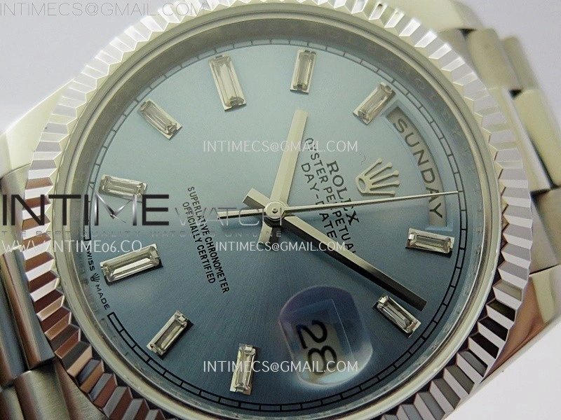 Day Date 228239 40mm KF 1:1 Best Edition Ice Blue Dial Crystal Markers On President Bracelet SA3255