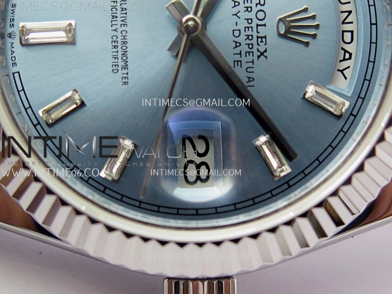 Day Date 228239 40mm KF 1:1 Best Edition Ice Blue Dial Crystal Markers On President Bracelet SA3255