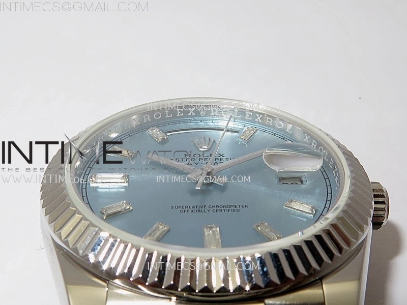 Day Date 228239 40mm KF 1:1 Best Edition Ice Blue Dial Crystal Markers On President Bracelet SA3255