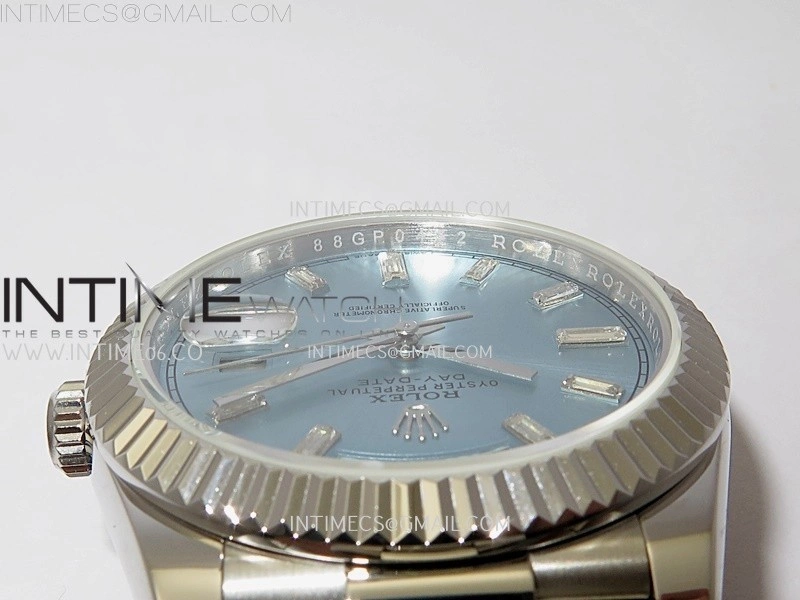 Day Date 228239 40mm KF 1:1 Best Edition Ice Blue Dial Crystal Markers On President Bracelet SA3255