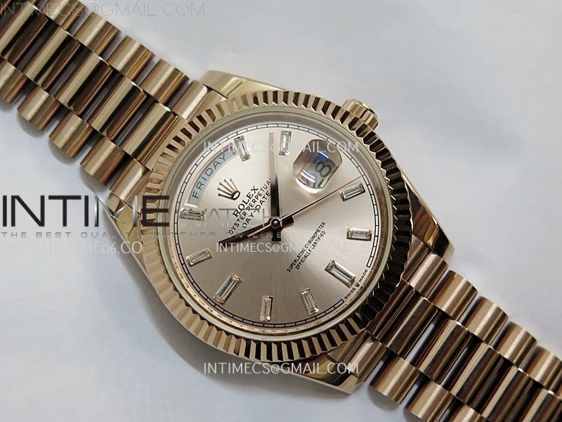 Day Date 228235 40mm RG KF 1:1 Best Edition RG Dial Crystal Markers On RG President Bracelet SA3255