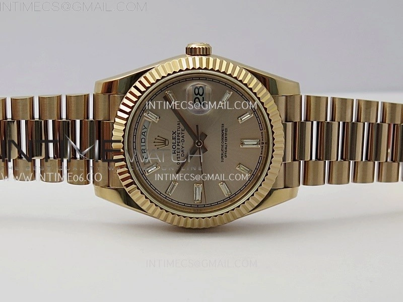 Day Date 228235 40mm RG KF 1:1 Best Edition RG Dial Crystal Markers On RG President Bracelet SA3255