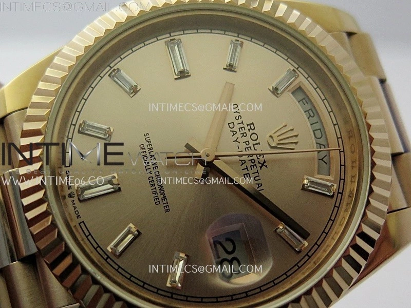 Day Date 228235 40mm RG KF 1:1 Best Edition RG Dial Crystal Markers On RG President Bracelet SA3255