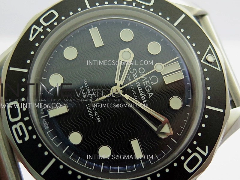 Seamaster 300M Diver 42mm SS ORF Best Edition Black Wave Texture Dial On Mesh Bracelet Super Clone 8806