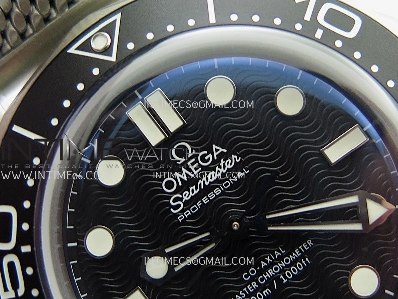 Seamaster 300M Diver 42mm SS ORF Best Edition Black Wave Texture Dial On Mesh Bracelet Super Clone 8806