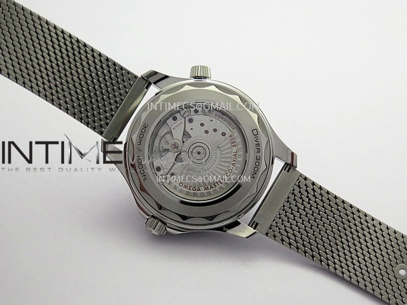 Seamaster 300M Diver 42mm SS ORF Best Edition Black Wave Texture Dial On Mesh Bracelet Super Clone 8806