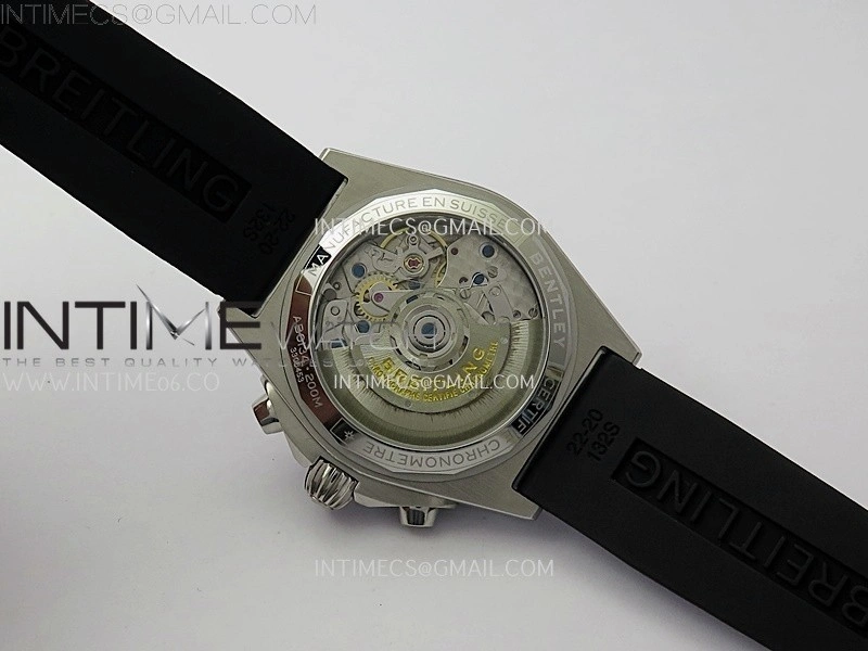 Chronomat B01 42mm SS TF 1:1 Best Edition Ice Blue Dial Black Subdial on Black Rubber Strap A7750