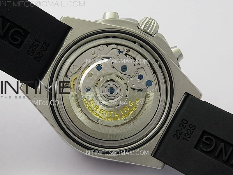 Chronomat B01 42mm SS TF 1:1 Best Edition Ice Blue Dial Black Subdial on Black Rubber Strap A7750
