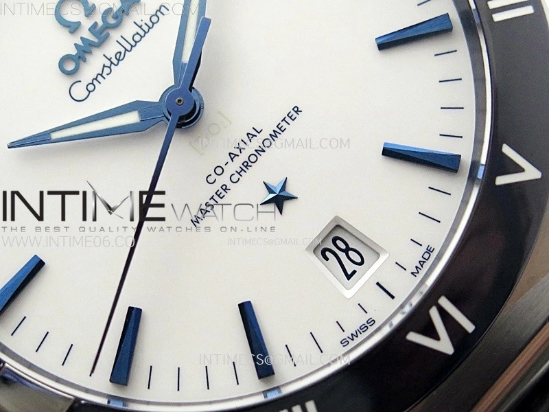 Constellation 41mm SS Blue Ceramic Bezel VSF 1:1 Best Edition White Dial on Blue Gummy Strap A8900
