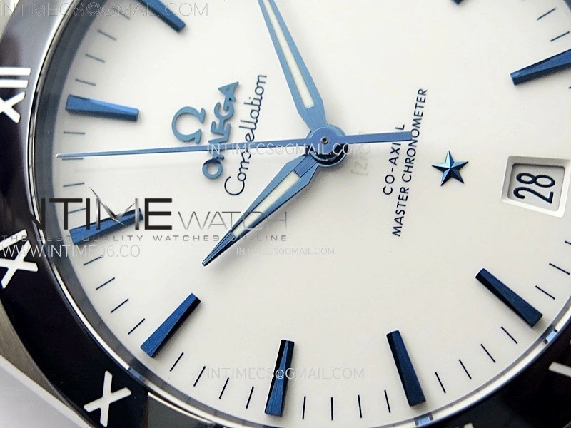 Constellation 41mm SS Blue Ceramic Bezel VSF 1:1 Best Edition White Dial on Blue Gummy Strap A8900