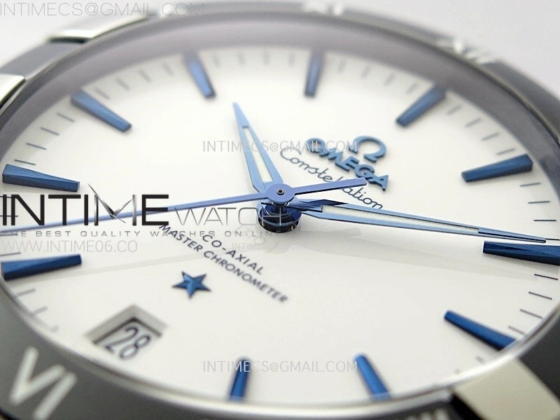 Constellation 41mm SS Blue Ceramic Bezel VSF 1:1 Best Edition White Dial on Blue Gummy Strap A8900