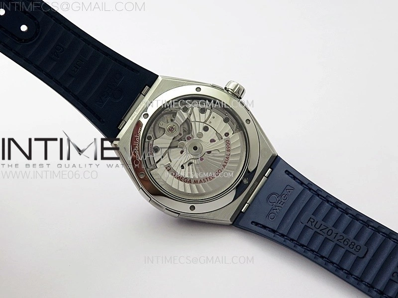 Constellation 41mm SS Blue Ceramic Bezel VSF 1:1 Best Edition White Dial on Blue Gummy Strap A8900